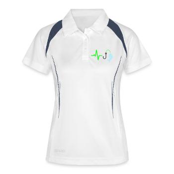 Icône de pêche à la ligne à impulsions - Polo respirant Femme - blanc/marine - Devant