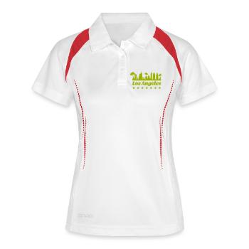 Los Angeles Skyline Palmen Silhouette - Frauen Polo atmungsaktiv - Weiß/Navy - Vorne