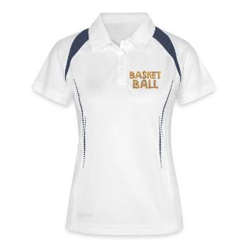 Basketballtypografie - Frauen Polo atmungsaktiv - Weiß/Navy - Vorne