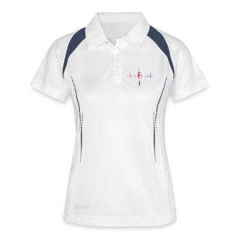 Écharpe verticale Battement de cœur Acrobaties aériennes Soie aérienne - Polo respirant Femme - blanc/marine - Devant