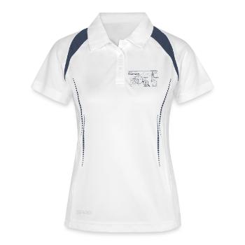 Muggeseggele - Schwäbiche Masseinheit - Stuttgart - Frauen Polo atmungsaktiv - Weiß/Navy - Vorne