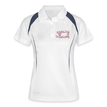 Endlich Schulkind  - Frauen Polo atmungsaktiv - Weiß/Navy - Vorne