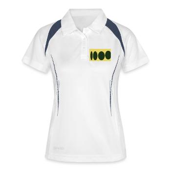 Gelbe Leinwand Abstrakte Ovale Serie - Frauen Polo atmungsaktiv - Weiß/Navy - Vorne