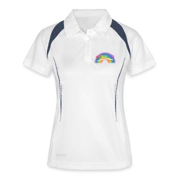 Liebe gewinnt Regenbogen - Frauen Polo atmungsaktiv - Weiß/Navy - Vorne