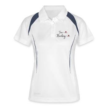 Eishockey Schriftzug mit Herz - Frauen Polo atmungsaktiv - Weiß/Navy - Vorne
