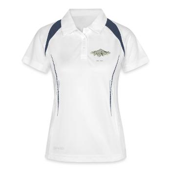 Black Forest Topographic | Vintage Line Art - Frauen Polo atmungsaktiv - Weiß/Navy - Vorne