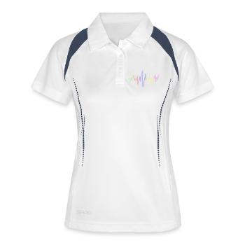 Regenbogen Klangwelle,Music waves - Frauen Polo atmungsaktiv - Weiß/Navy - Vorne