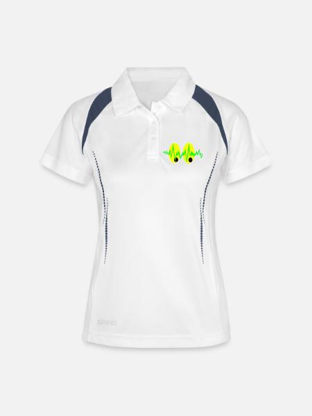 Motif Électro des Yeux Pulsants - Polo respirant Femme - blanc/marine