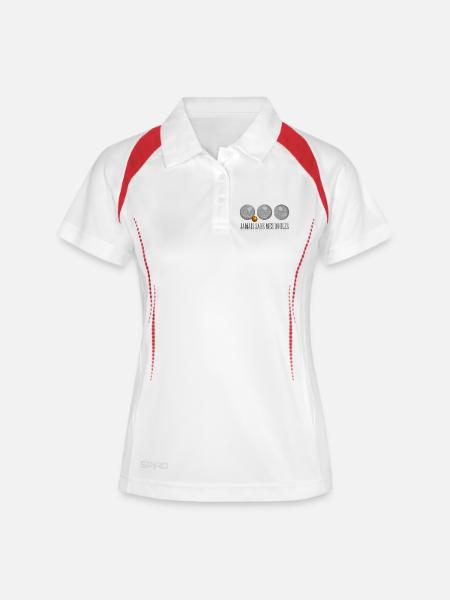 Boules de pétanque humoristiques - Polo respirant Femme - blanc/marine