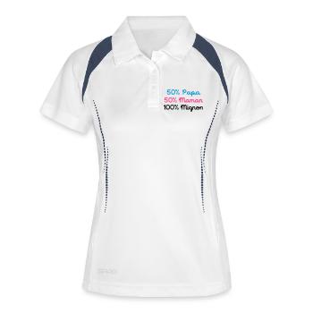 50% Papa 50% Maman 100% Mignon - Polo respirant Femme - blanc/marine - Devant