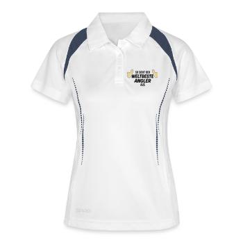 der weltbeste angler - Frauen Polo atmungsaktiv - Weiß/Navy - Vorne