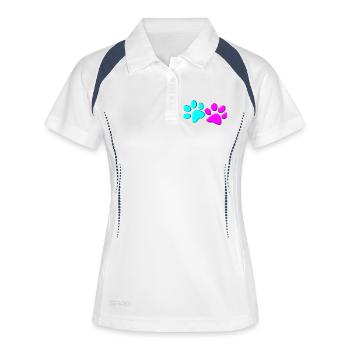 Chien pattes couple propriétaire de chien propriétaire de chien - Polo respirant Femme - blanc/marine - Devant
