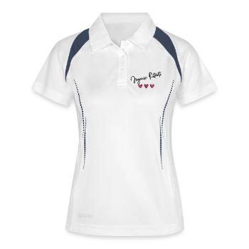 RETRAITE. BONNE RETRAITE. JOYEUSE RETRAITE. - Polo respirant Femme - blanc/marine - Devant