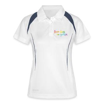 Mois de la fierté - L’amour n’a pas de genre - Polo respirant Femme - blanc/marine - Devant