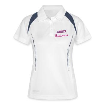 MAÎTRESSE. MAITRE. MERCI. MERCI MAÎTRESSE - Polo respirant Femme - blanc/marine - Devant