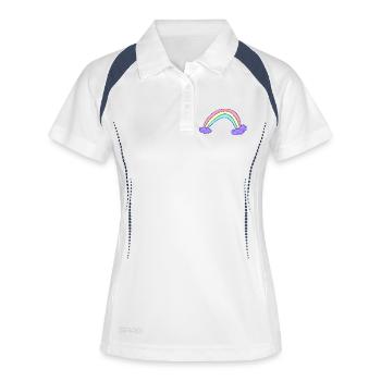 Kleiden Sie sich in Freude mit unserer Regenbogenkollektion - Frauen Polo atmungsaktiv - Weiß/Navy - Vorne