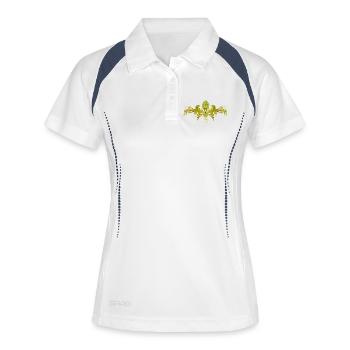 Decorative hop tendril with ornamental beer brewing motif - Women's Polo breathable - white/navy - Front