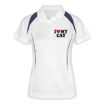 Citation J'aime mon chat - Polo respirant Femme - blanc/marine - Devant