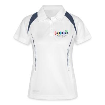 Buntes T-Shirt mit kalifornischem Strandmotiv - Frauen Polo atmungsaktiv - Weiß/Navy - Vorne