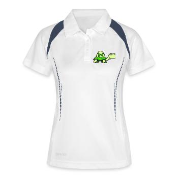 Schildkröte süß niedlich lächelt glücklich lustig - Frauen Polo atmungsaktiv - Weiß/Navy - Vorne