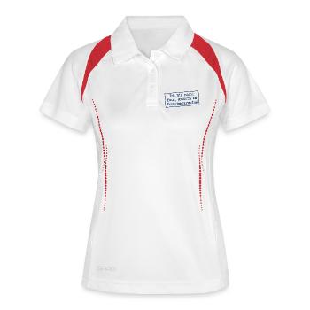 Ich bin nicht faul, sondern im Energiesparmodus! - Frauen Polo atmungsaktiv - Weiß/Navy - Vorne