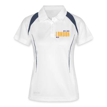 Londres en texte doré avec accents bleus - Polo respirant Femme - blanc/marine - Devant