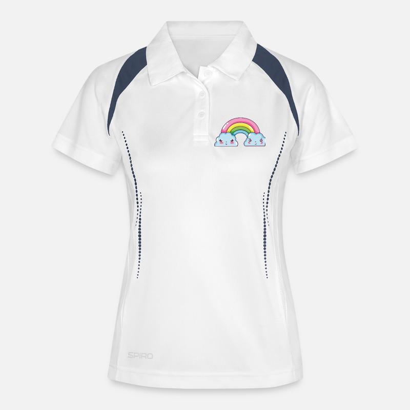 Pastel Rainbow Clouds Charm - Women's Polo breathable - white/navy