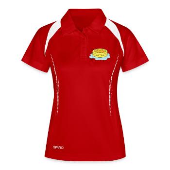 Planschbecken mit Pfütze / Leaky Paddling Pool - Frauen Polo atmungsaktiv - Weiß/Navy - Vorne