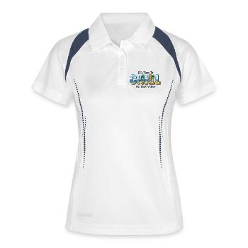Il est temps de se détendre – Pas de mauvaises vibrations - Polo respirant Femme - blanc/marine - Devant