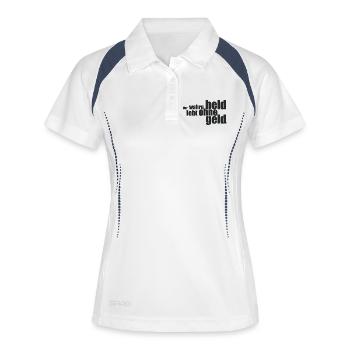 Der wahre Held... - Frauen Polo atmungsaktiv - Weiß/Navy - Vorne