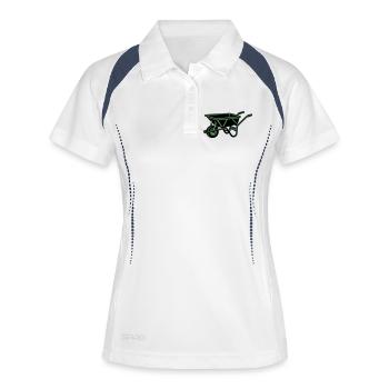 Schubkarre Garten Bau Werkzeug - Frauen Polo atmungsaktiv - Weiß/Navy - Vorne