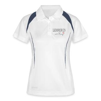 Lehrerin mit Herz - Frauen Polo atmungsaktiv - Weiß/Navy - Vorne