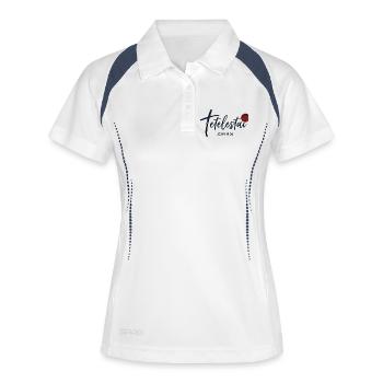 Tetelestai - John 19:30 - Calligraphy Cross - Women's Polo breathable - white/navy - Front