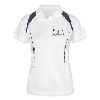 Pony Mama - Frauen Polo atmungsaktiv - Weiß/Navy - Vorne