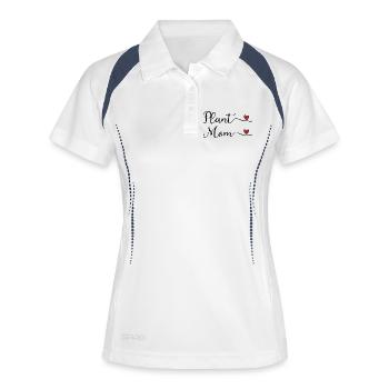 Pflanzenmama-Herz - Frauen Polo atmungsaktiv - Weiß/Navy - Vorne