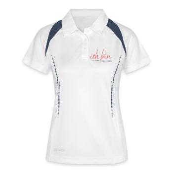 Ich bin nur aus Verzweiflung nicht starrsinnig - Frauen Polo atmungsaktiv - Weiß/Navy - Vorne