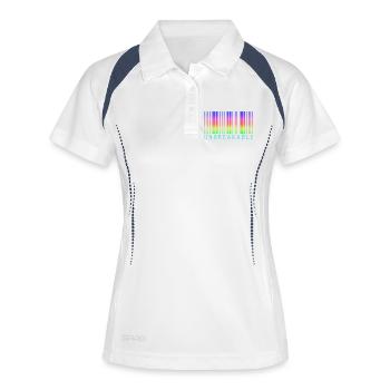 Code-barres arc-en-ciel incassable - Polo respirant Femme - blanc/marine - Devant