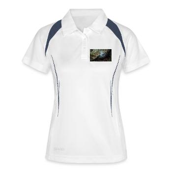 Magie de la Forêt : Fibres d’énergie lumineuses dans les racines des arbres - Polo respirant Femme - blanc/marine - Devant