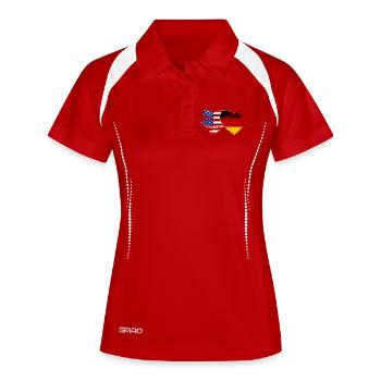 États-Unis, Allemagne, Drapeau, coeur utilisé - Polo respirant Femme - blanc/marine - Devant