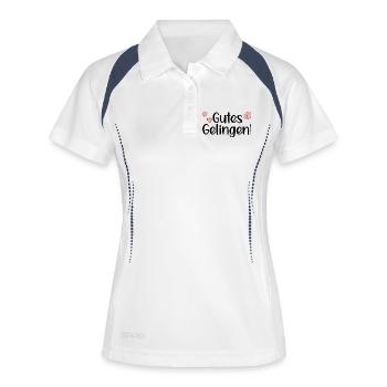 GUTES GELINGEN SPRÜCHE - ERFOLG - Frauen Polo atmungsaktiv - Weiß/Navy - Vorne