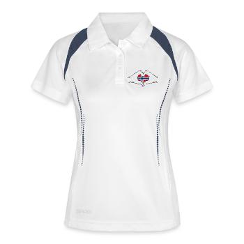 Drapeau de la Norvège en forme de coeur utilisé - Polo respirant Femme - blanc/marine - Devant