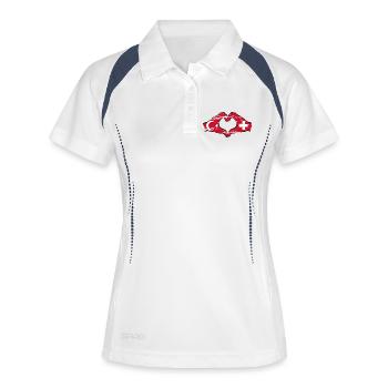 Turquie Suisse Drapeau Mains Coeur Forme Utilisé - Polo respirant Femme - blanc/marine - Devant