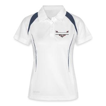 Blume dekoratives Banner - Frauen Polo atmungsaktiv - Weiß/Navy - Vorne