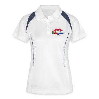 Portugal Hollande Drapeau Mains Coeur - Polo respirant Femme - blanc/marine - Devant