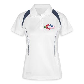 Portugal USA Flag Hands Heart Shape Used - Women's Polo breathable - white/navy - Front