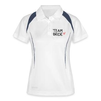 Team Bride - Frauen Polo atmungsaktiv - Weiß/Navy - Vorne