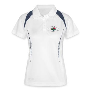 Drapeau de l’Afrique du Sud mains en forme de coeur utilisé - Polo respirant Femme - blanc/marine - Devant
