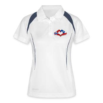 Norvège Chili drapeau mains forme de coeur utilisé - Polo respirant Femme - blanc/marine - Devant