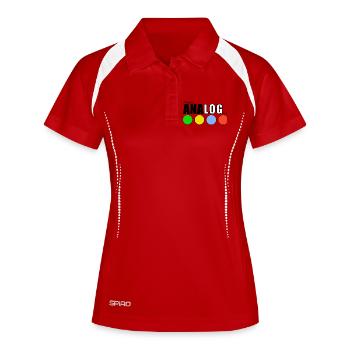 ANALOGisch - Frauen Polo atmungsaktiv - Weiß/Navy - Vorne