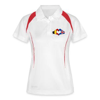 Belgique Islande Drapeau Mains Coeur Forme - Polo respirant Femme - blanc/marine - Devant